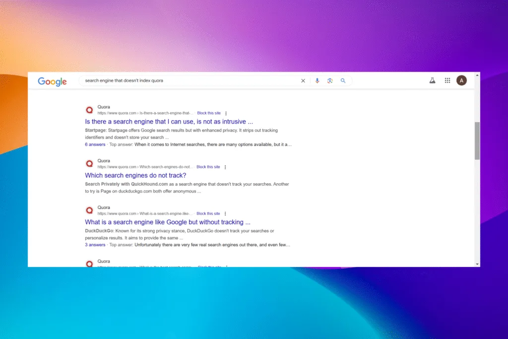 remove Quora from Google Search