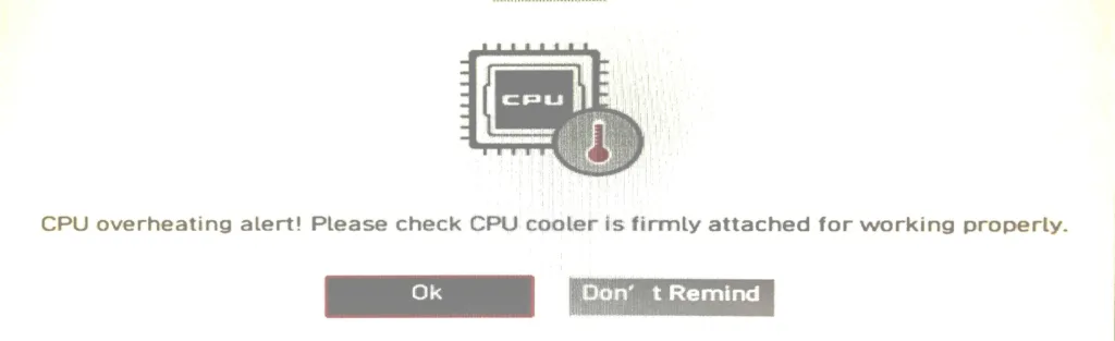 CPU overheating warning on computer