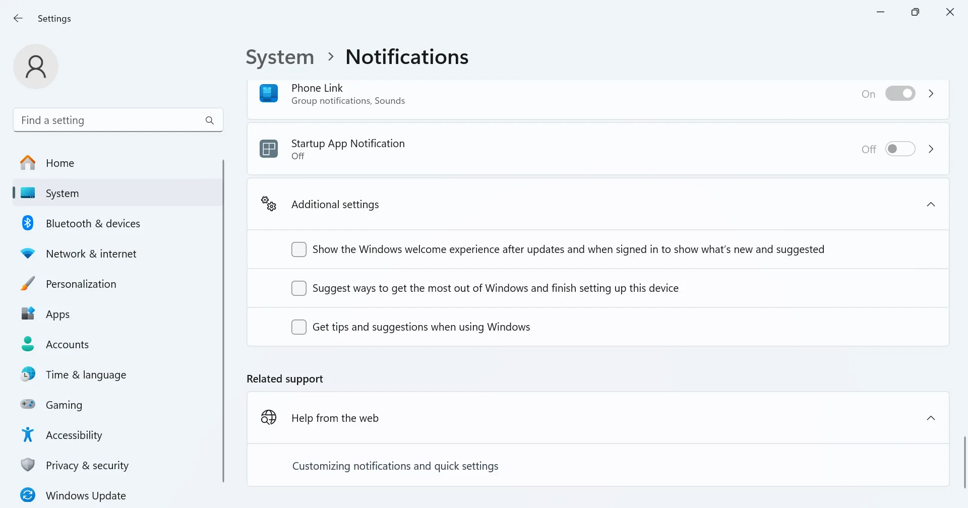 disable Windows tips and suggestions