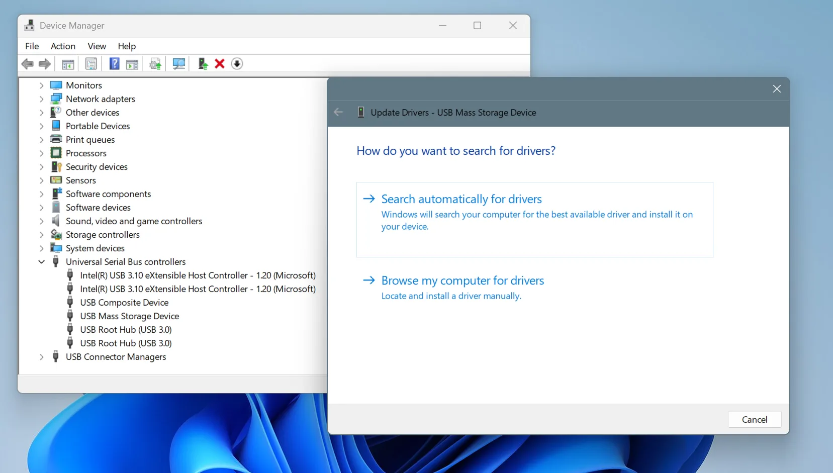 updating flash drive driver on Windows