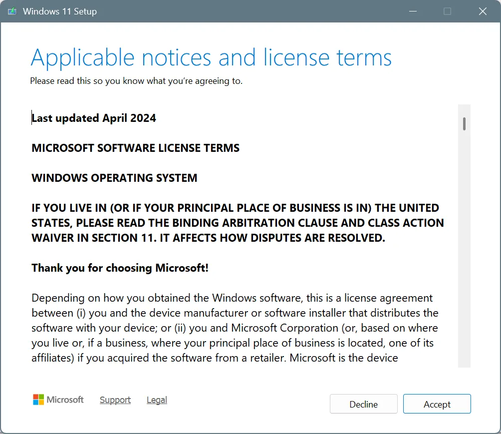 accept Microsoft's license terms