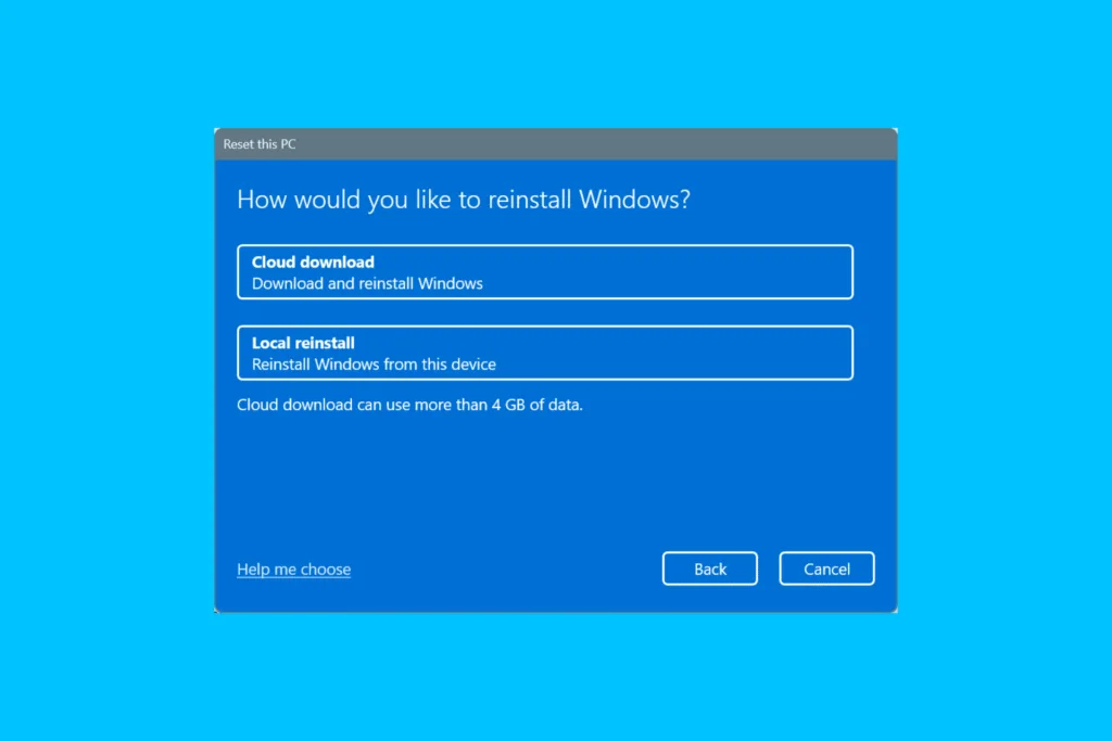 cloud download vs local reinstall windows