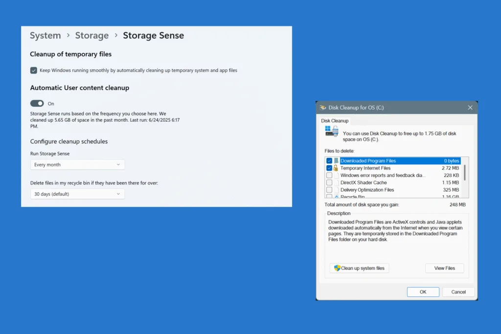 disk cleanup vs storage sense