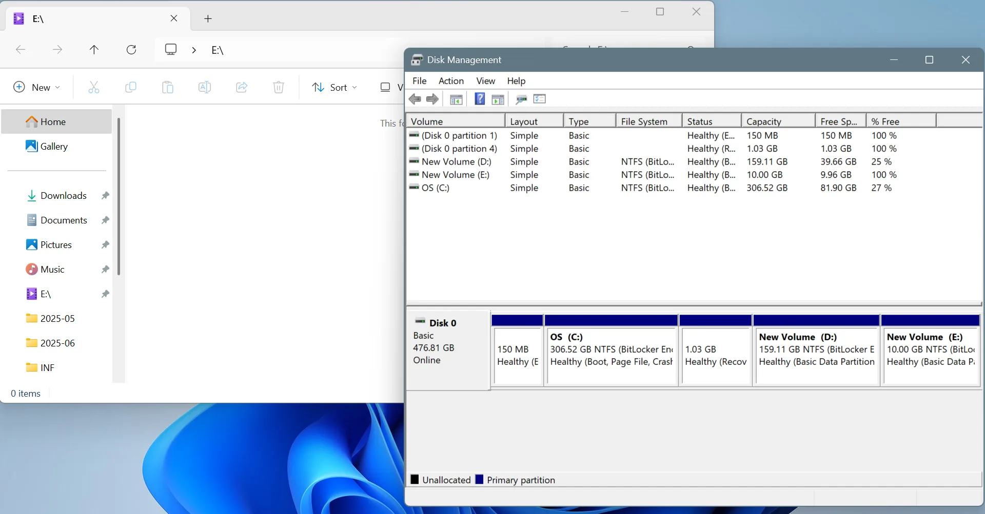 new partition on hard drive in windows