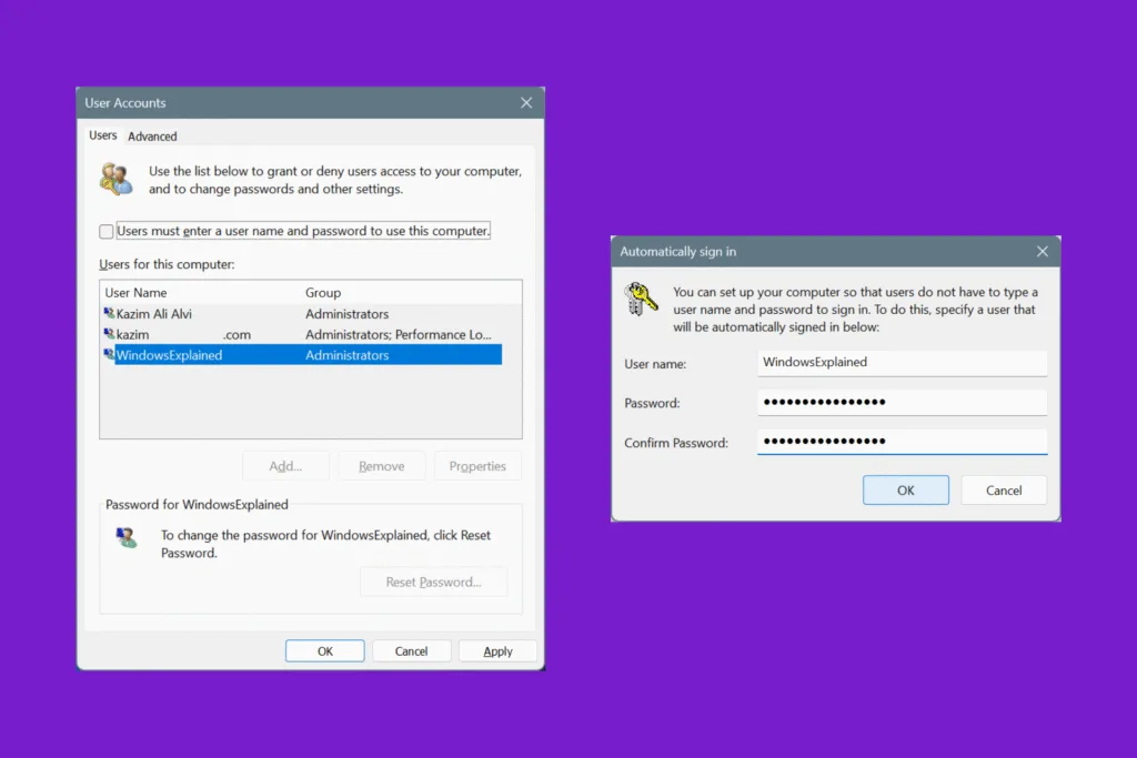 sign in without password windows