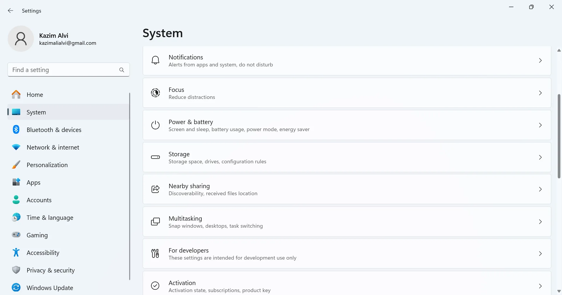 storage settings