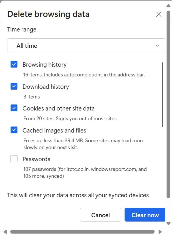 delete browsing data in Microsoft Edge