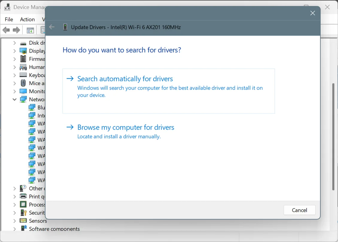search automatically for drivers