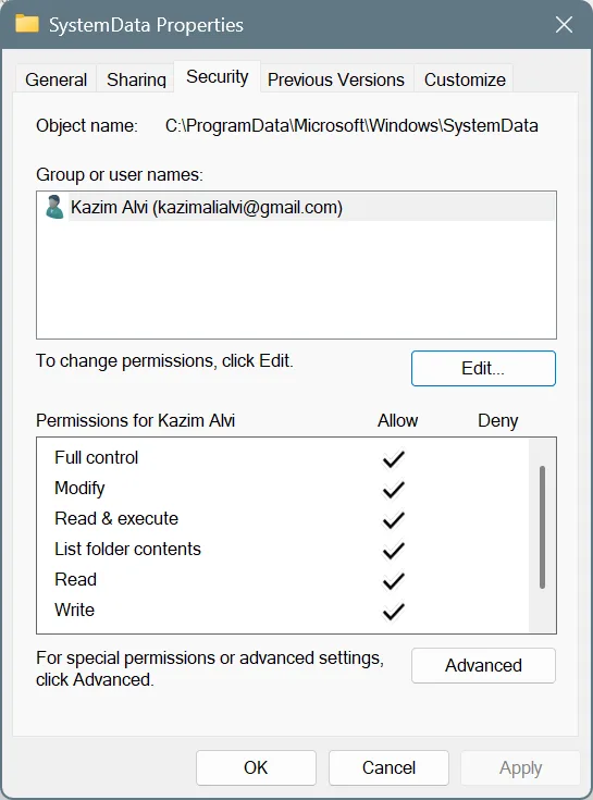 edit user settings systemdata