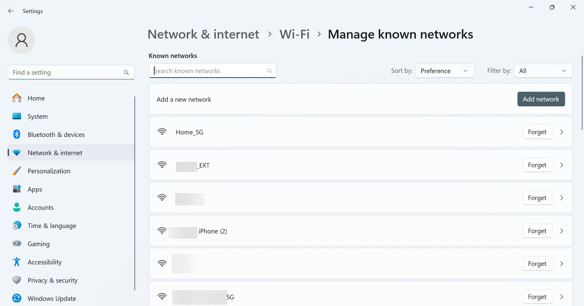 forget wi-fi network in windows