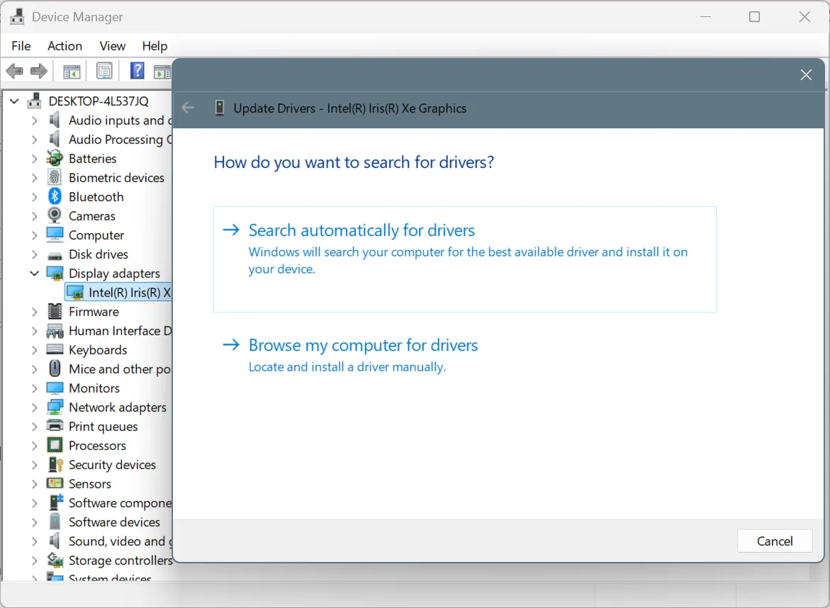 updating the graphics driver windows