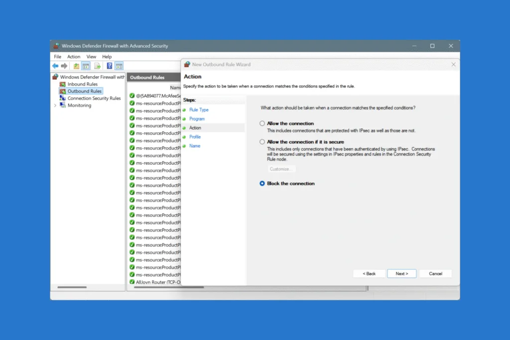 block app from accessing internet windows
