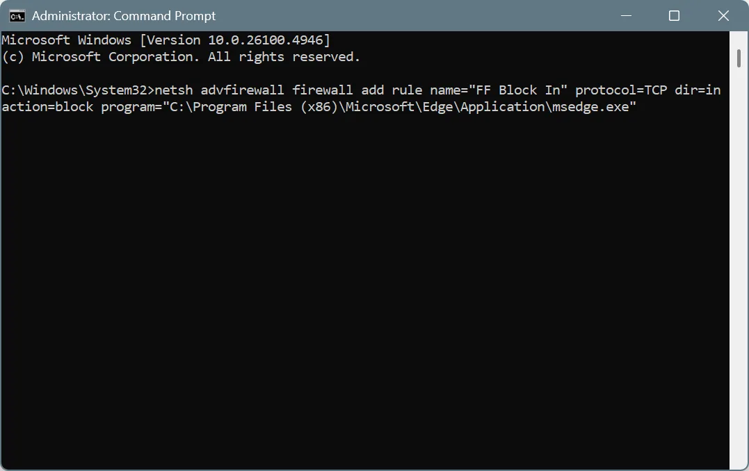 command to create rule in Windows Firewall