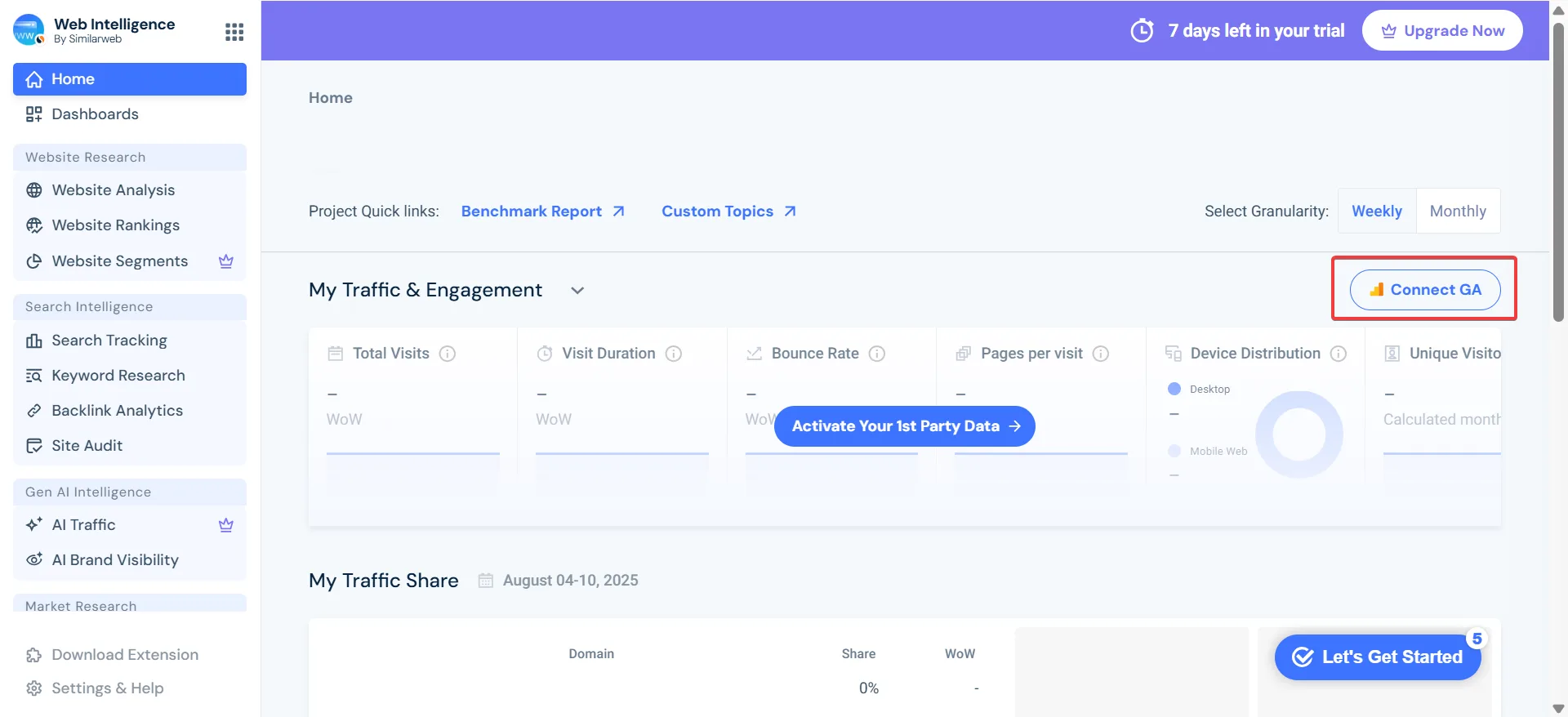 connect google analytics to similarweb