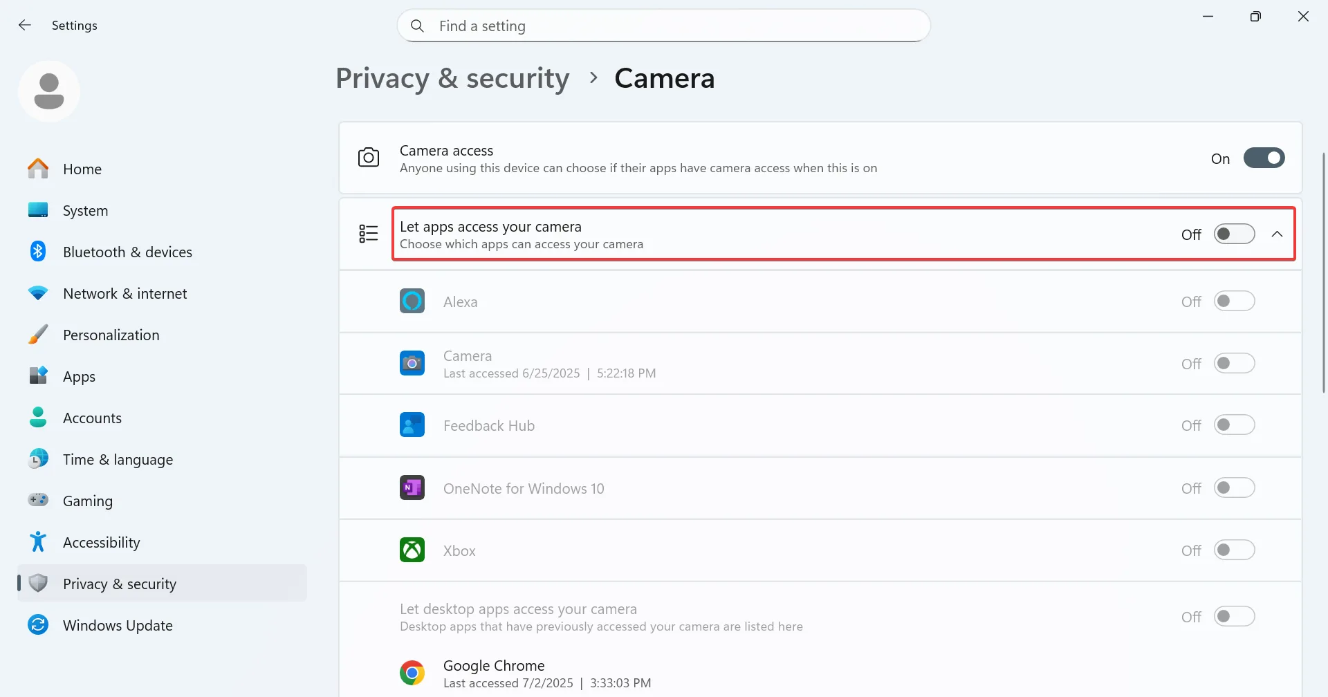 Block all Apps from Accessing Webcam windows 11