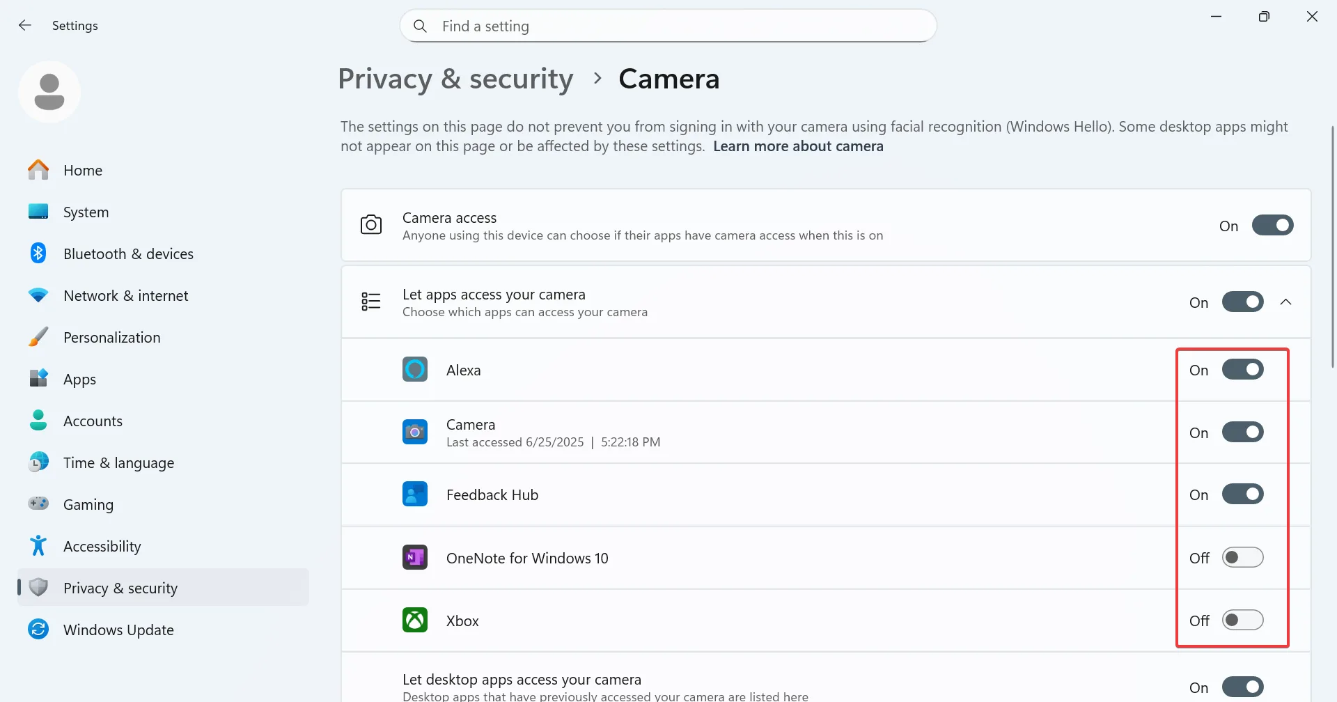 Block specific Apps from Accessing Webcam in windows 11