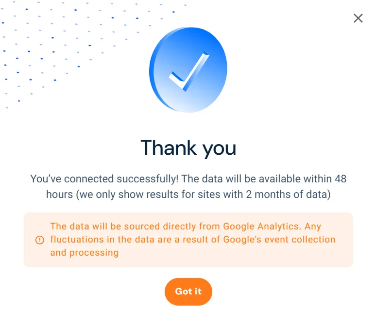 connect google analystics to similarweb confirmation