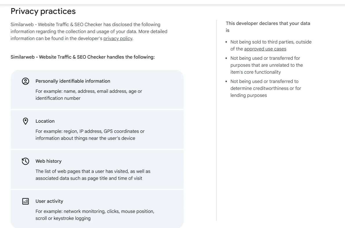 similarweb data access details
