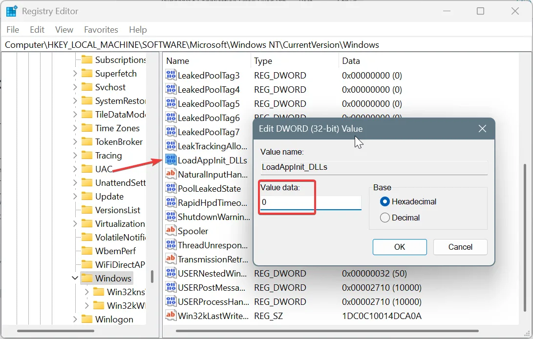 disable LoadAppInit_DLLs to fix 0xc0000142 application error