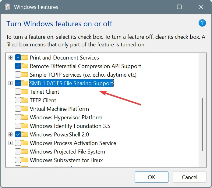 SMB 1.0 CIFS File Sharing Support