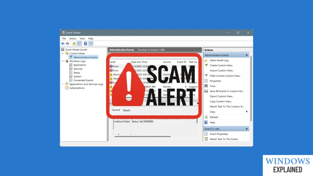 event viewer scam