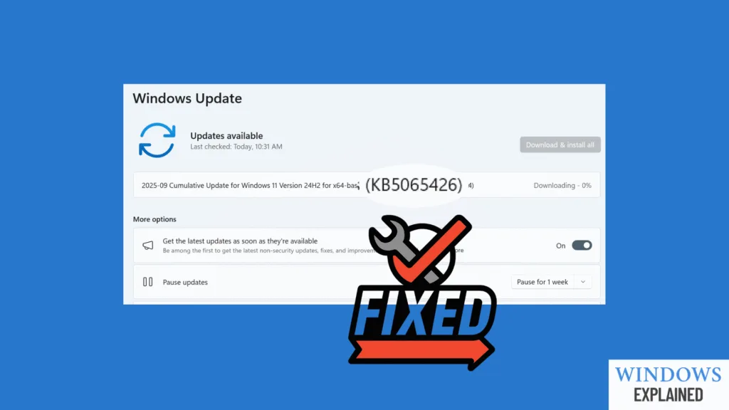 kb5065426 issues fix