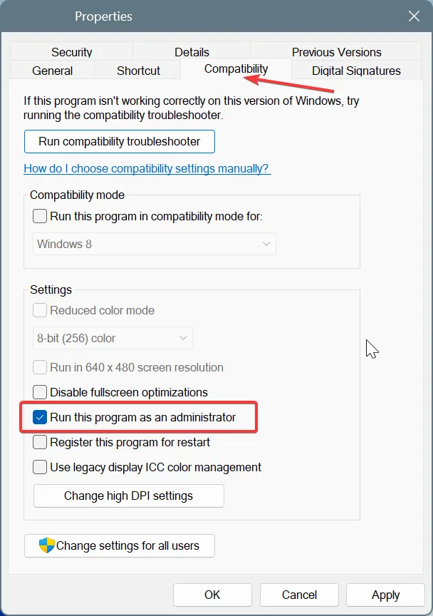 run app as administrator