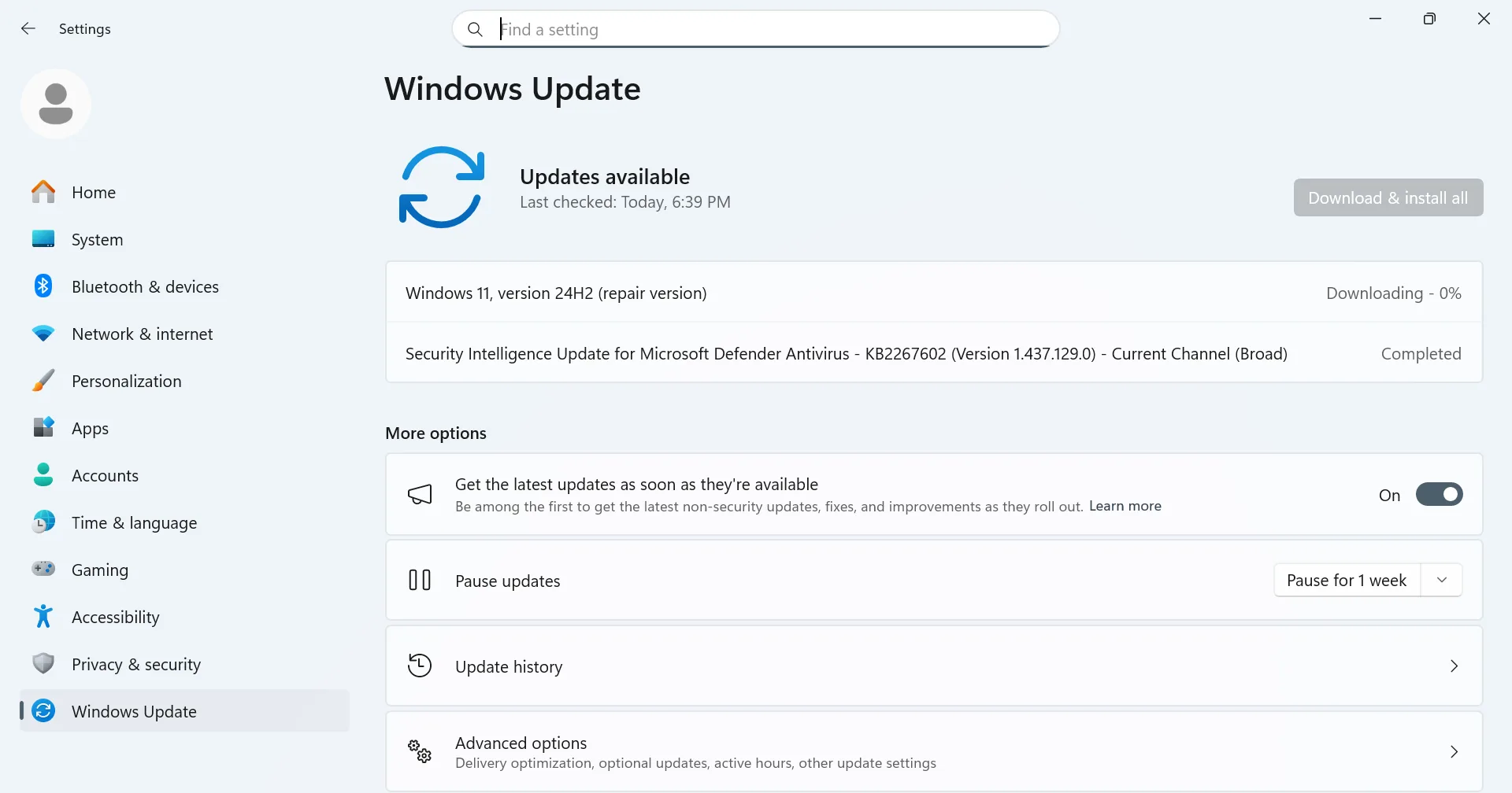 windows repair version